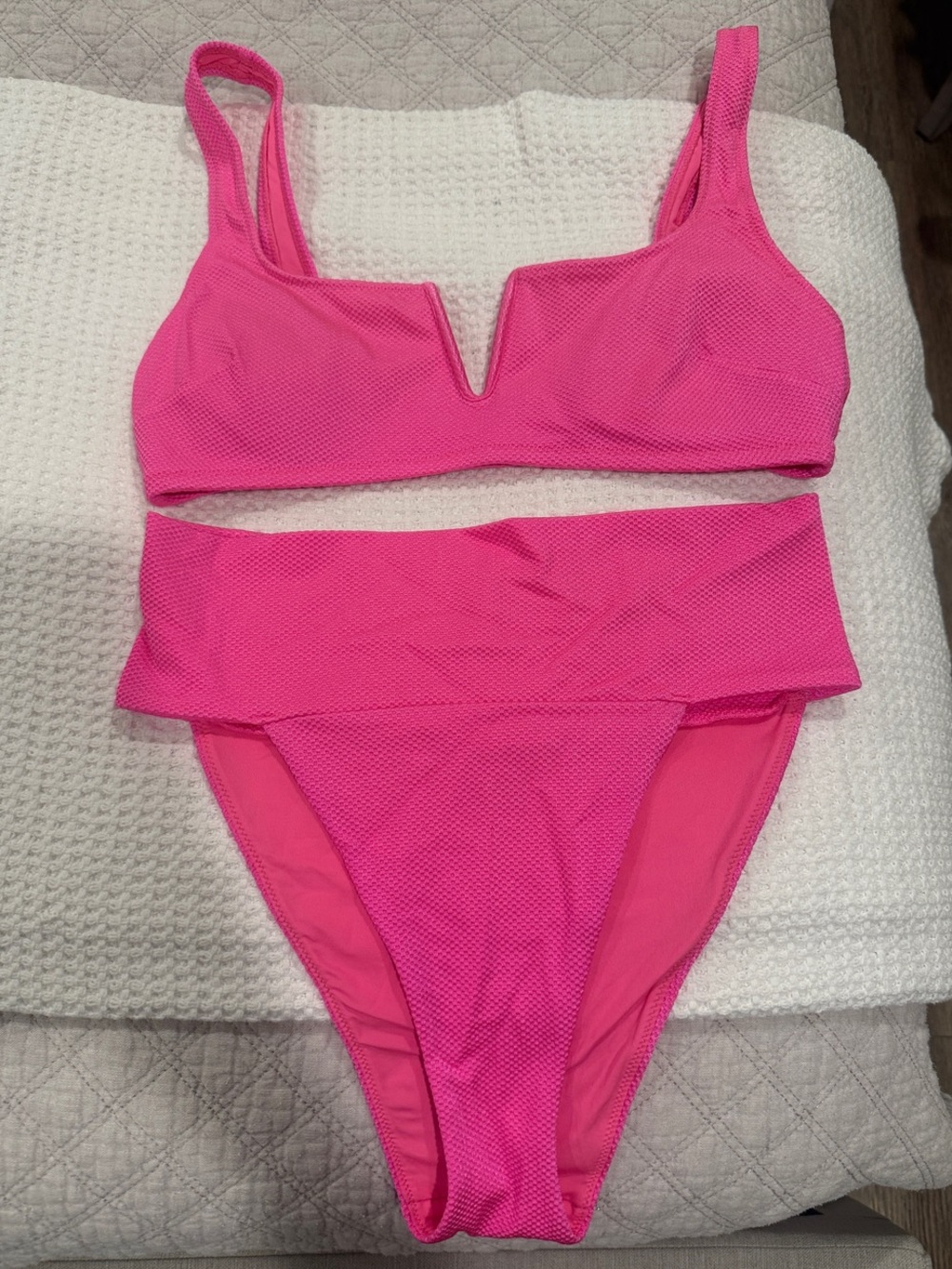 Aerie Hot Pink Textured Bikini